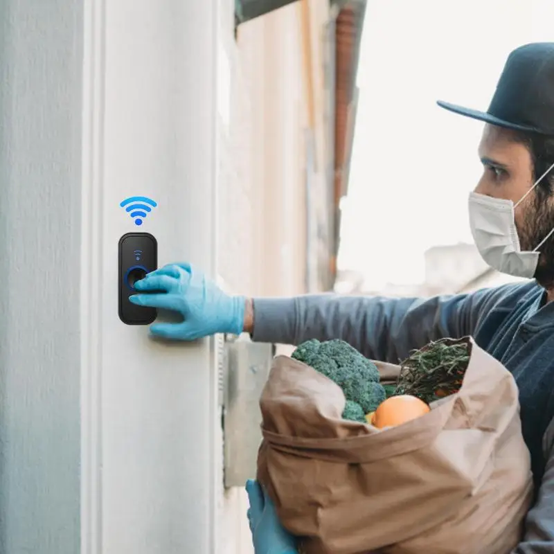 Wireless Doorbell Waterproof Door Chime Kit Doorbell Caller For The Elderly 58 Kinds Of Ringtones Operating At 200 Meters