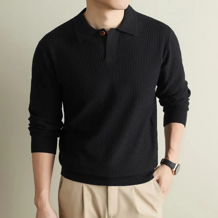 Men Sweaters 2026 Autumn Winter Turn-down Collar Male Modal Wool Knit Tops Sheep Wool Pullovers