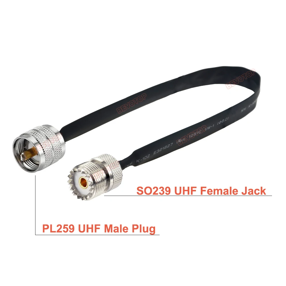 UHF PL-259 UHF Male to UHF Male PL259 Plug Window Pass Adapter RF Coaxial Flat Cable 50 Ohm Coax Pigtail Jumper Cord BEVOTOP