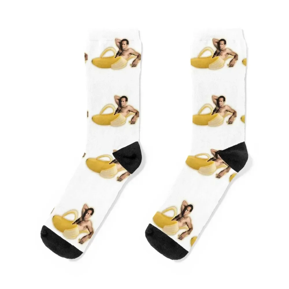 

Nicholas Cage as a Banana - Nicolas Cage - Nick Cage - Nic Socks man Crossfit aesthetic Man Socks Women's