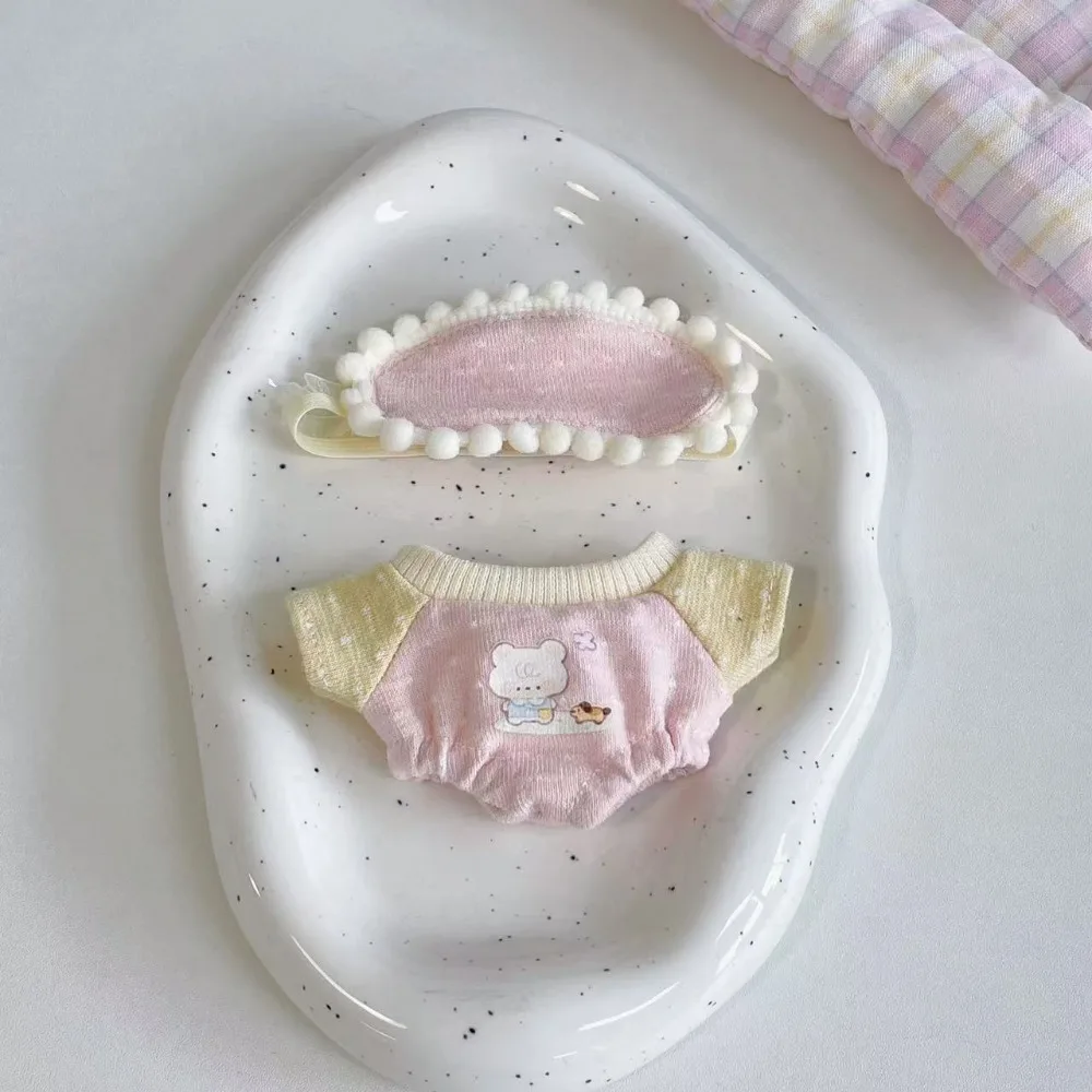 Cartoon T-shirt 20 cm katoenen poppenkleertjes outfit mode katoenen poppenkleertjes witte mini pluche poppenkleertjes popaccessoires