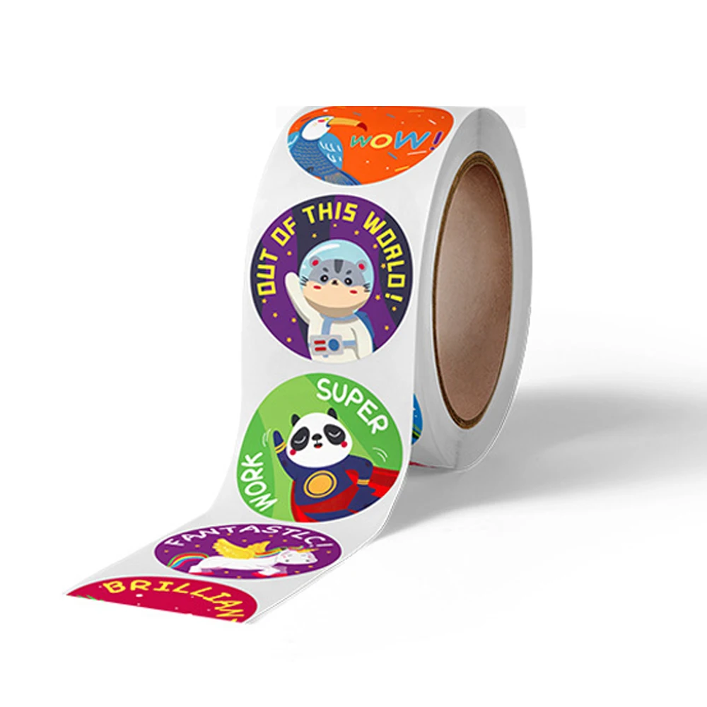 500 stücke/Rolle niedlichen Cartoon Tiere Belohnung Aufkleber für Kinder Schullehrer liefert klassische Spielzeug Geschenk Versiegelung dekorative Briefpapier