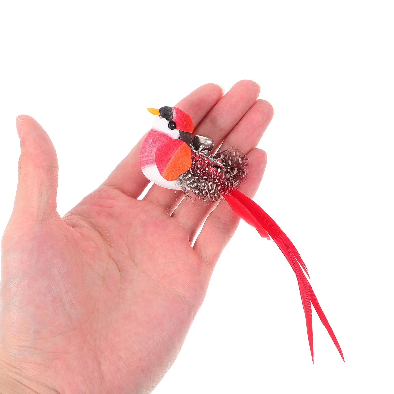 

Feathered Bird Cat Teaser Replacement Head with Bell Interactive Wand Attachment for Indoor Outdoor Hunting Simulation Fun