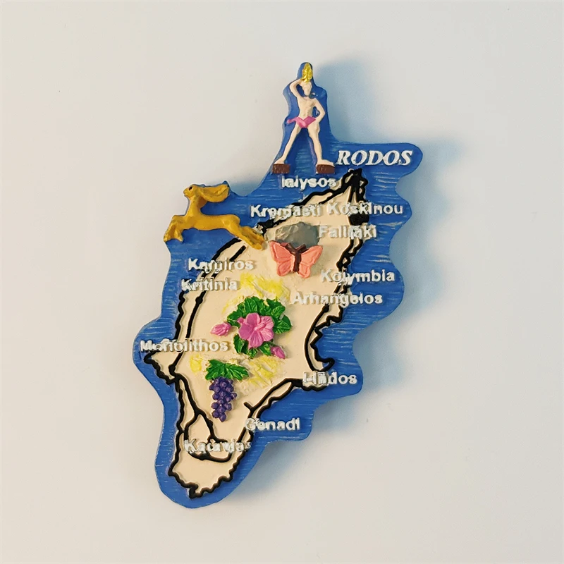 Greece，Aegean Sea，Rhodes，Map，3D Stereoscopic，Tourism Souvenirs，Resin painting，Decoration home，Collection，Refrigerator magnets