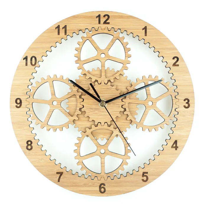 

Natural Bamboo and Wood Carved Wall Clocks, Planetary Gear Clock, Fashionable and Simple Home Decoration, Large Wall Clock