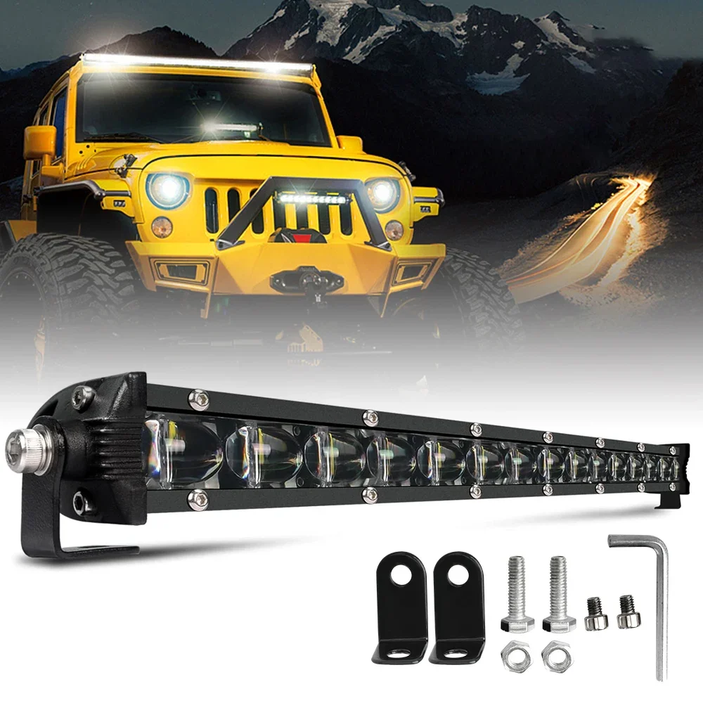 BraveWAY LED-Lichtleiste 60W 120W 180W 240W Super Slim 6D-Linse LED-Arbeitsscheinwerfer Fahrlicht für Auto Traktor SUV LKW Boot 4WD 4x4 Offroad ATV Offroad-Nutzung