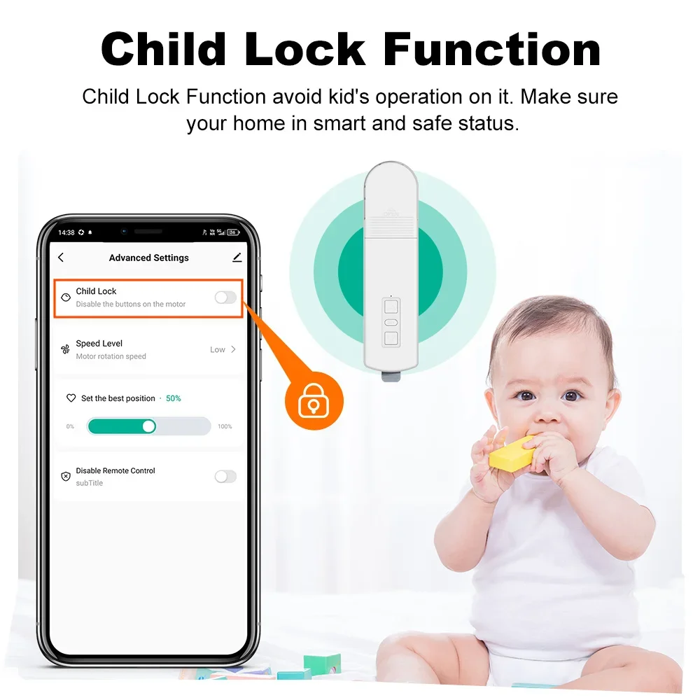 Tuya WIFI Smart DIY Motorized Roller Blinds/Shades Chain Pull Bead Motor Smart Life APP Remote Control Alexa Google Home Alice