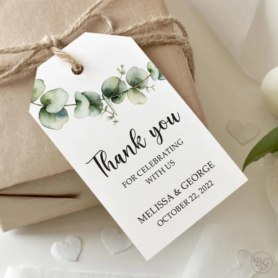 

50pcs Personalized Wedding Favor Tag Watercolor Greenery Thank You Tags Custom Wedding Name Tags Personalized Wedding Label