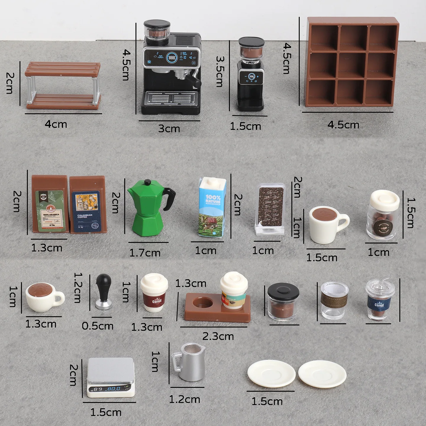 Mini Coffee Machine Model Set Dollhouse Miniature Coffee Shop Scene Accessory Prop Desktop Ornament Craft Decoration Home Decor