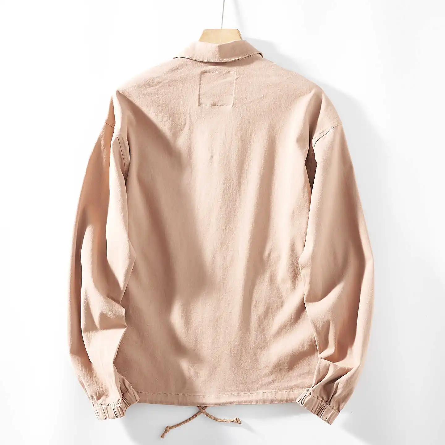 Spring New American Retro Turn-down Collar Men's Loose Casual Drawstring Lower Hem Jacket Fashion Single-row Buckle Cargo Coat