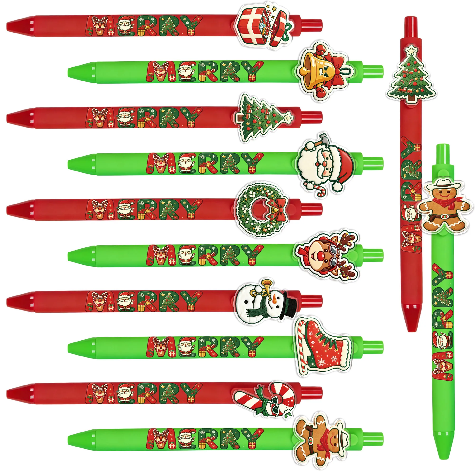 10PCS/14PCS On Christmas Day, press the ballpoint pen to smoothly brush the question pen, the gift pen pattern is random