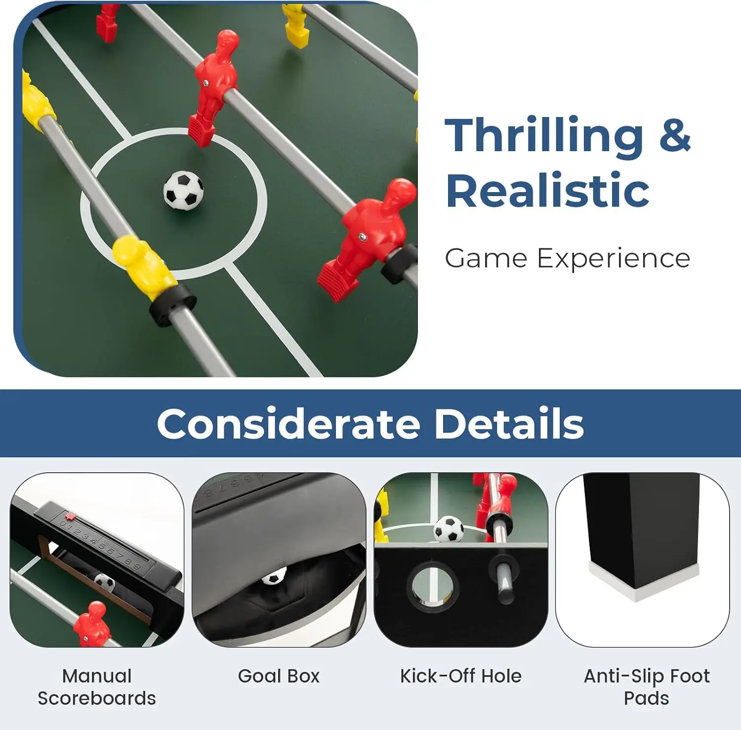 49" Multi Game Table, 4 in 1 Game Table with Foosball Table, Pool Billiards, Air Hockey & Table Tennis, Complete Combination