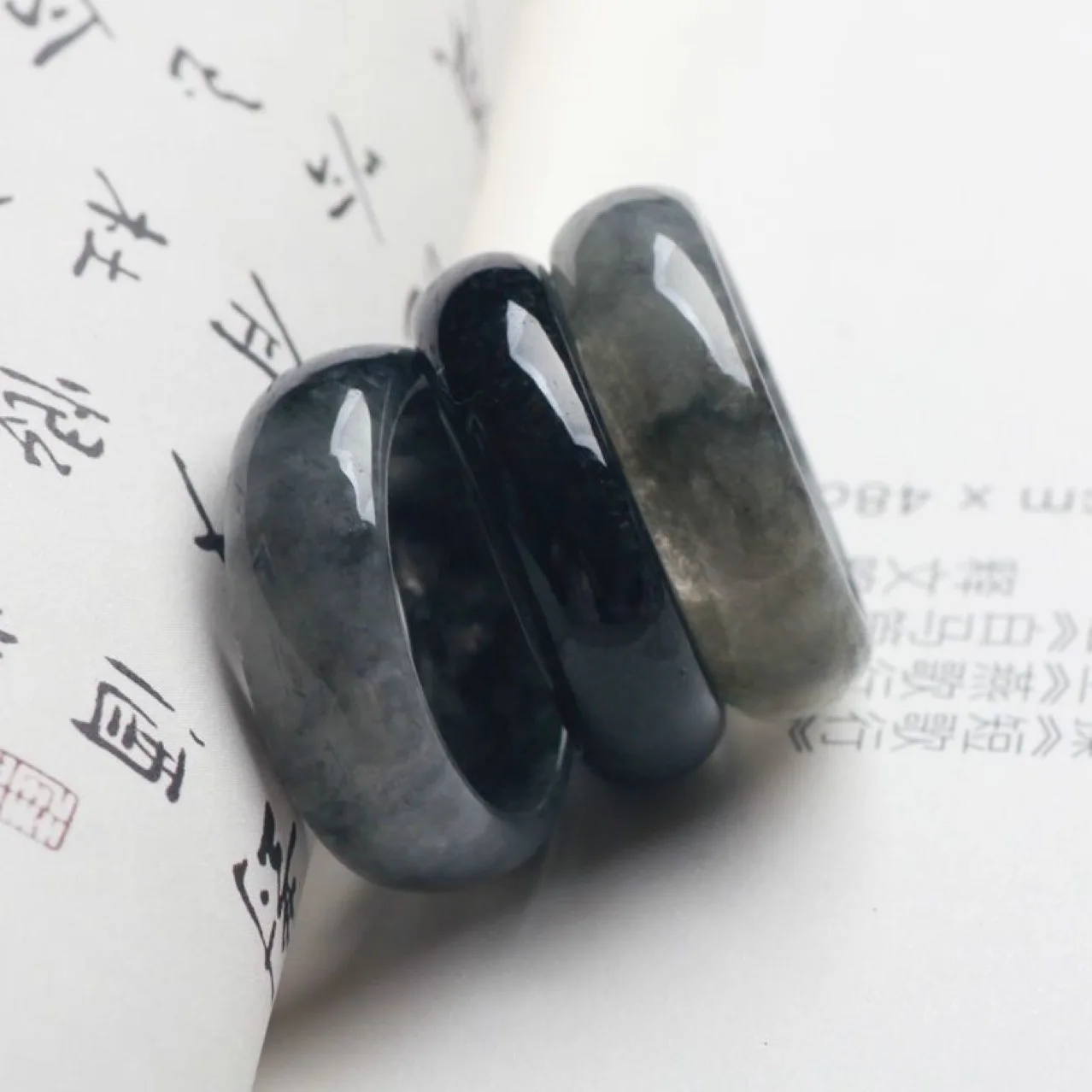 Black Myanmar Jadeite Ring Carved Charm Fashion Emerald Gemstone Designer Natural Jewelry Real Burmese Jade Vintage Talismans