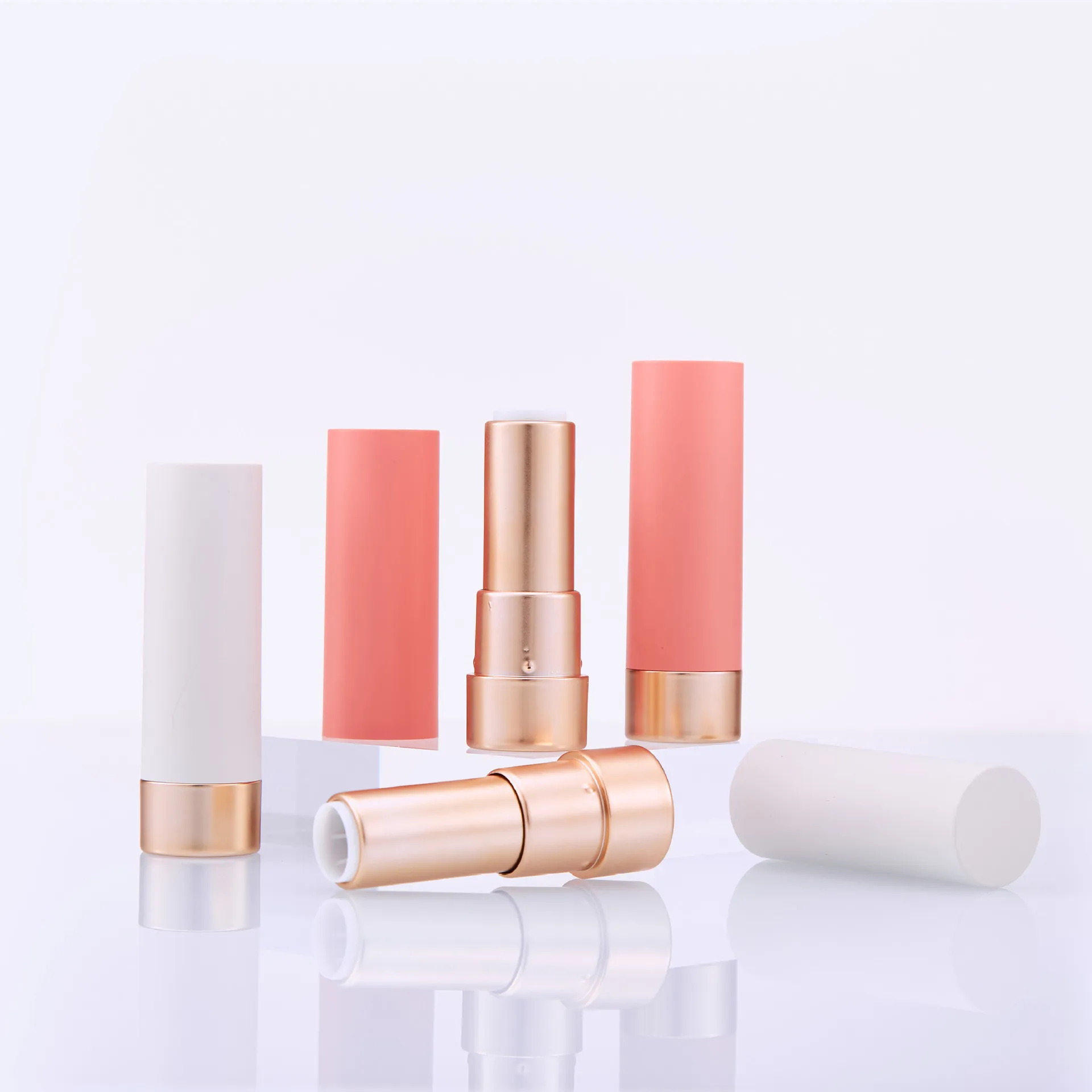 

3 Pcs Round Matte Sprayed Dumb Gold Lipstick Tube Lipstick Empty Tube Packaging Material Diameter 12.1mm Lipstick Mold