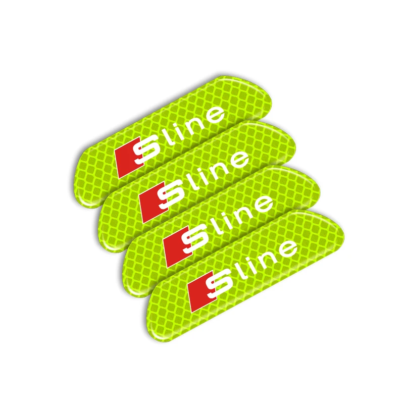 4PCS Car Door Safety Warning Reflective Mark Sticker Car Sticker For Audi sline TT Q3 Q5 Q7 Q8 A3 A4 A5 A6 A7 B7 B8 C5 C6 C7 V8