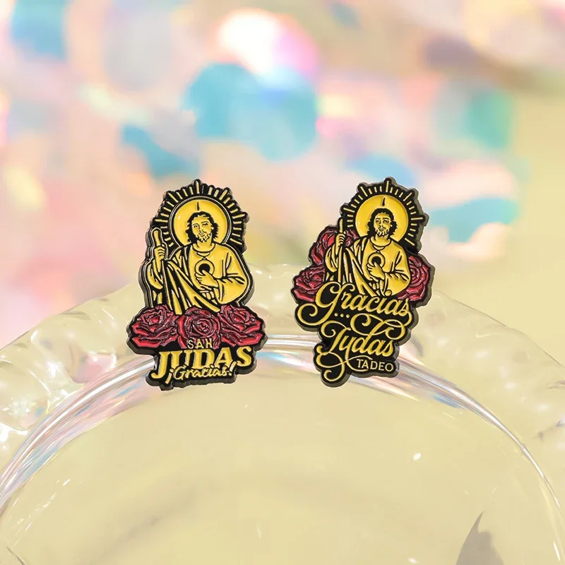 San Judas Tadeo Collected Enamel Pins Holy Jesus Art Statues Metal Brooches Backpack Lapel Badge Funny Jewelry Gifts for Friends