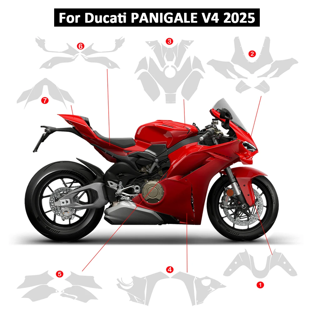 For Ducati PANIGALE V4 2025 PPF Motorcycle TPU Paint Protection Film Anti-scratch Kit Panigale V4 Fairing Protective Parts