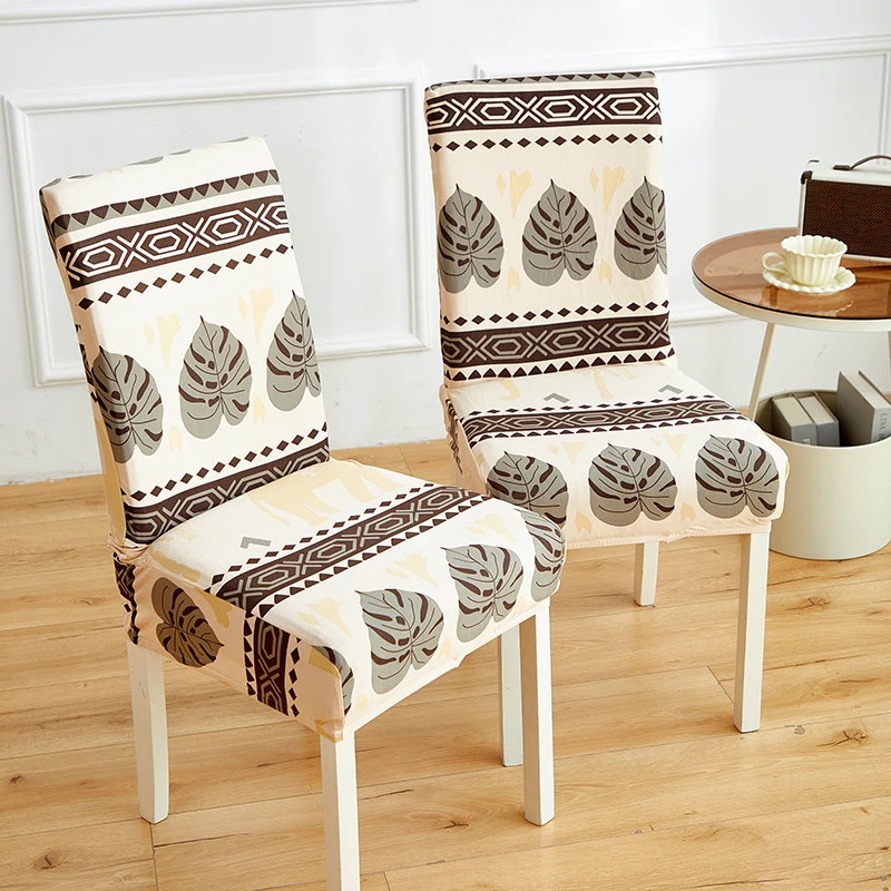 1/4/6pcs string printed stretch chair cover for dining room office banquet chair protector elastic material armchair cover