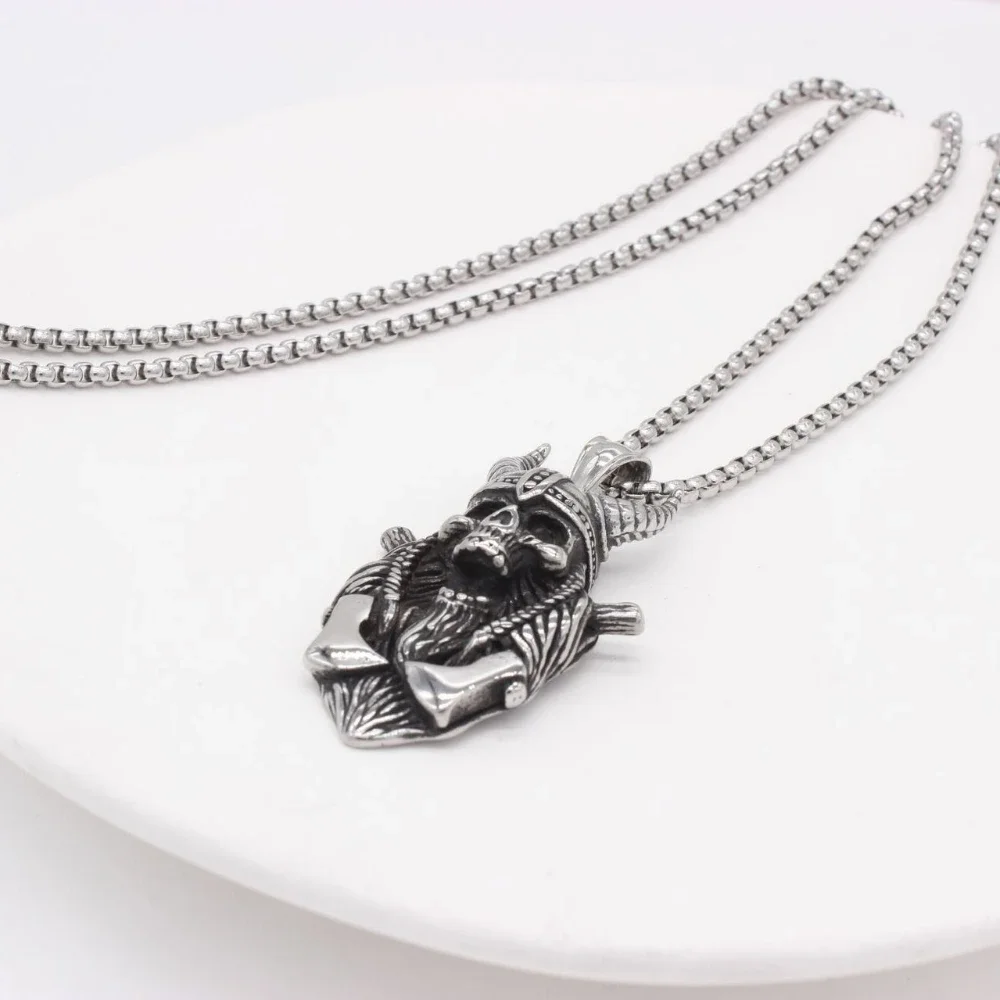 CHUANGCHENG Personality Retro Hell Sickle Devil Stainless Steel Pendant Men's necklaces jewelry Chains