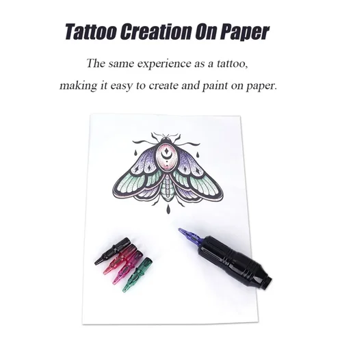 Imagen 2 del producto 10 Uds tatuaje bolígrafo integrado desechable 5 colores Universal tatuaje dibujo práctica cartucho agujas para máquina rotativa