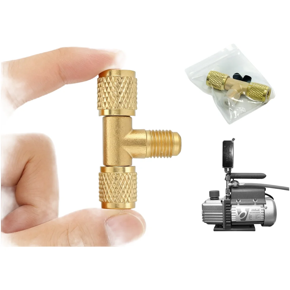 Copper For Vacuum Tee Connector with 1/4 UNF Thread for Monitoring Gauges on For Vacuum Pumps in Pressure Settings