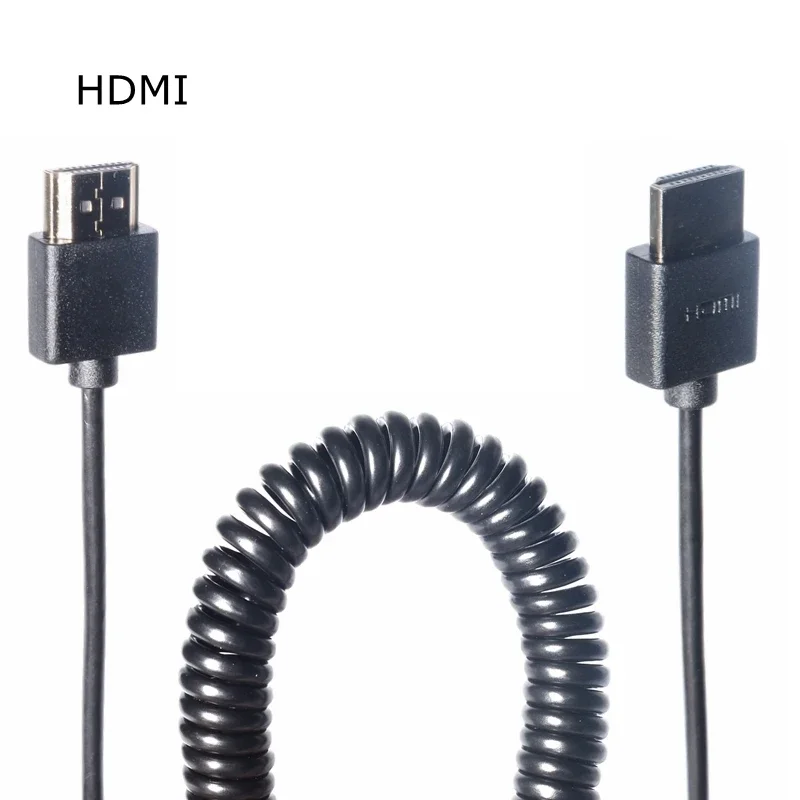 Mini HDMI-Compatible Male to Male Cable High Speed OD 3.0mm Flexible Thin 2K 4K HD @60Hz Stretch Spring Curl for Video Transmiss