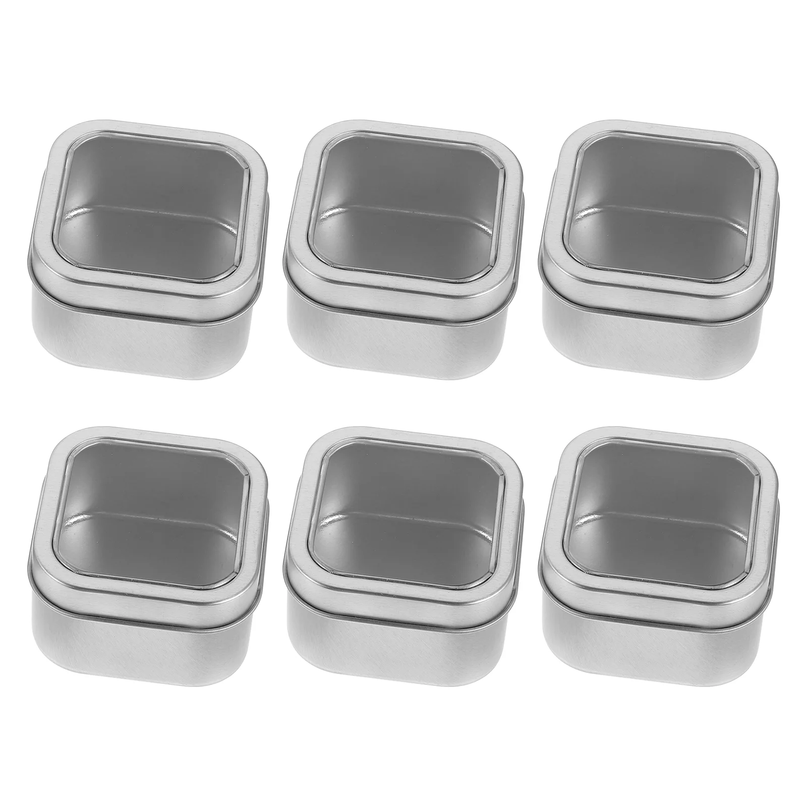 6pcs Metal Storage Can Tinplate Candy Box 120ml Capacity Practical Transparent Window Sealed Dustproof