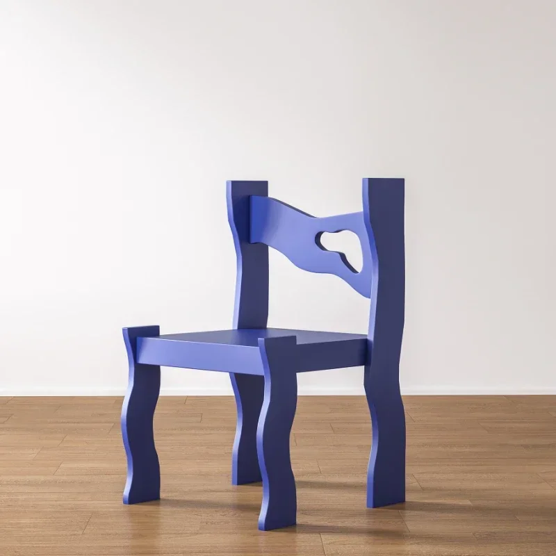 Simple ins designer Klein Blue artistic design sense futuristic dining chair classic irregular chair