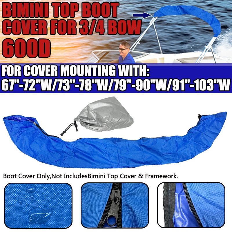 

3Bow 4Bow Bimini Top Boot Cover 600D No Frame Yacht Boat Cover With Zipper Anti UV Waterproof Dustproof Cover Marine Accessories