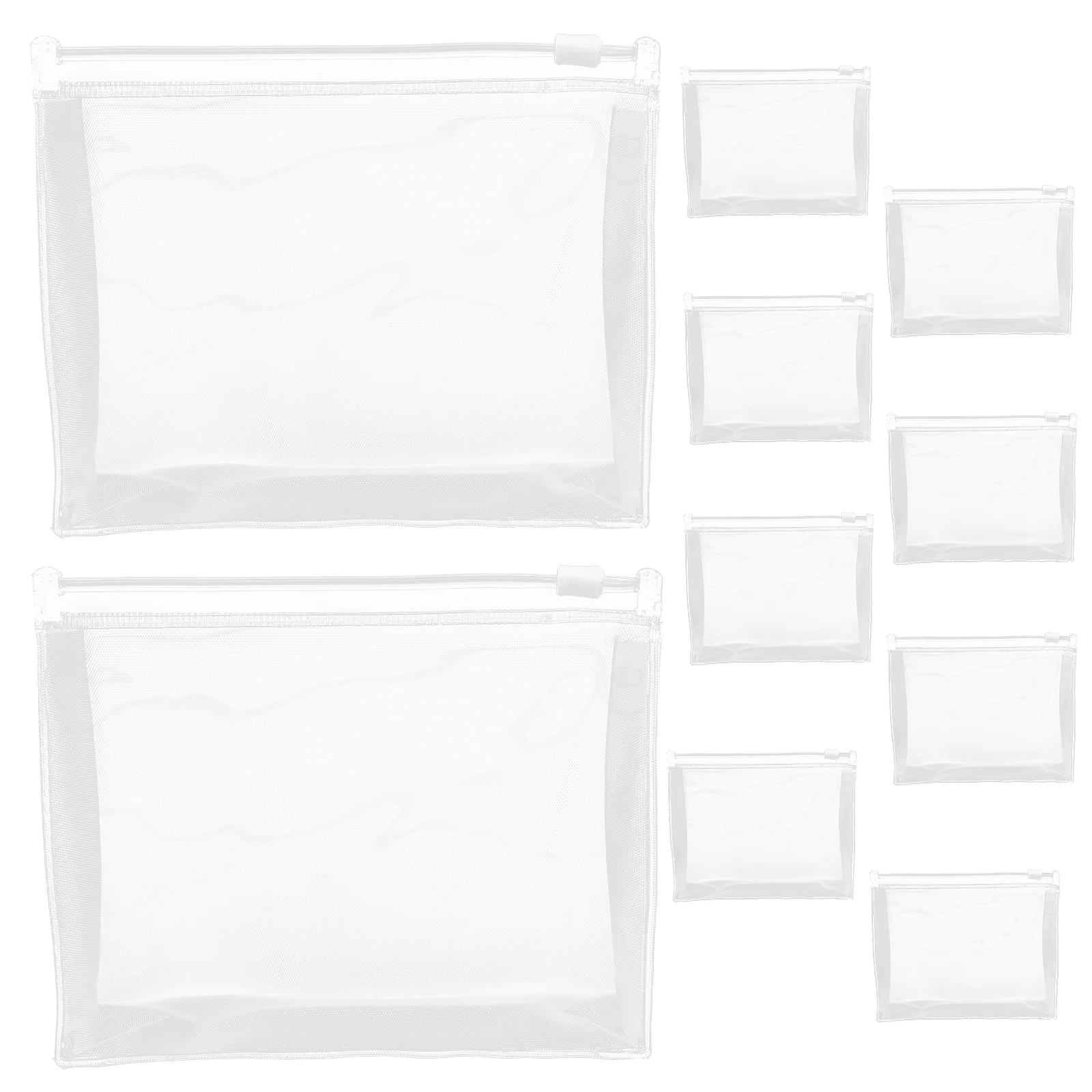 10 قطع من حقائب أدوات الزينة الشفافة للسفر، حقيبة مكياج للنساء، فتحة كبيرة، منظم مانع للتسرب، حجم السفر، تعبئة أساسيات