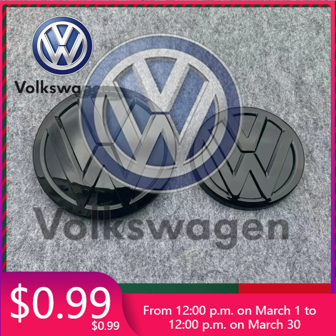 

For VW Volkswagen Car Sticker 138mm Car Front Grille Badge and 110mm Rear Trunk Emblem Lid Logo Accessories For VOLKSWAGEN