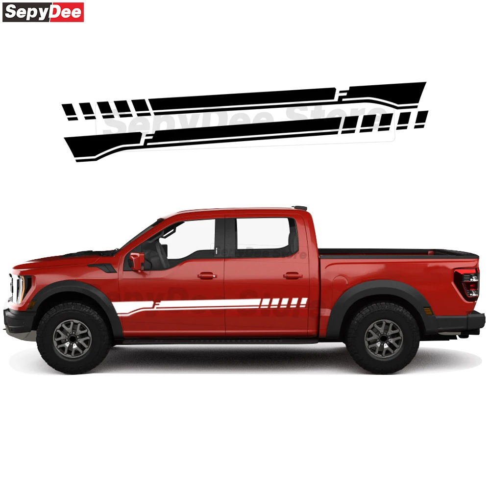 2Pcs Car Door Side Stripes Stickers for Ford F-150 F150 Body Rocker Panel Vinyl Film Decal 2020-2025 Car Accessories