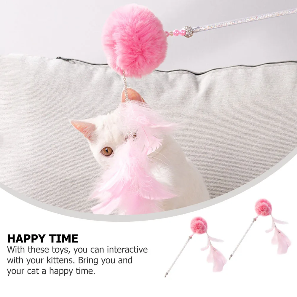 

2pcs Cat Kitten Teaser Wand Interactive Pet Supplies For Cats Bright Colorful Playthings