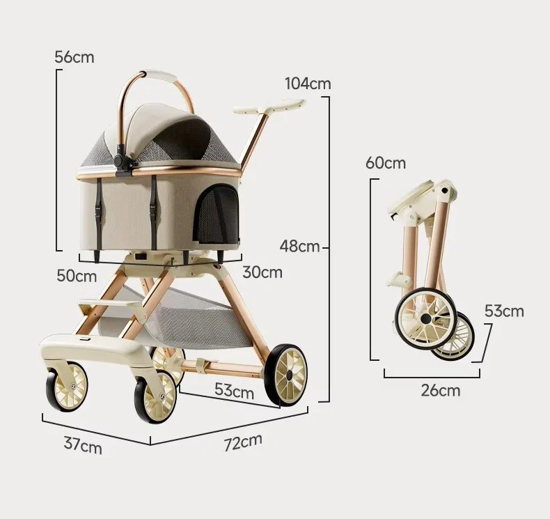 2026 New Separable Pet Stroller, Portable One Click Recycling Cat Stroller, Universal Lightweight Baby Stroller for Travel