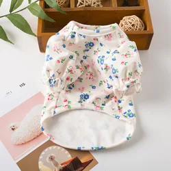 Pet Lace Floral Pet Bubble Sleeve Base Shirt Little Dog Teddy Bear Cute Cat Hoodie Dog Clothes for Small Dogs Puppy Clothes