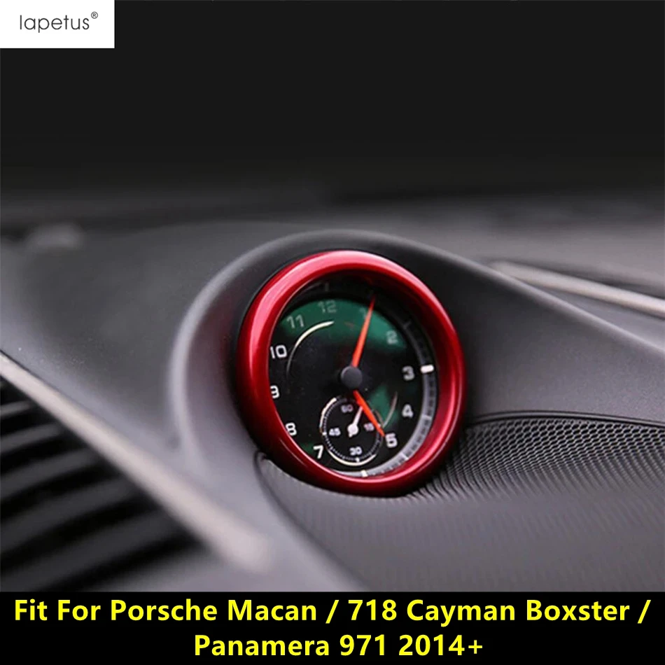 Red Stopwatch Clock Compass Ring Circle Cover Trim Accessories For Porsche Macan / 718 Cayman Boxster / Panamera 971 2014 - 2023