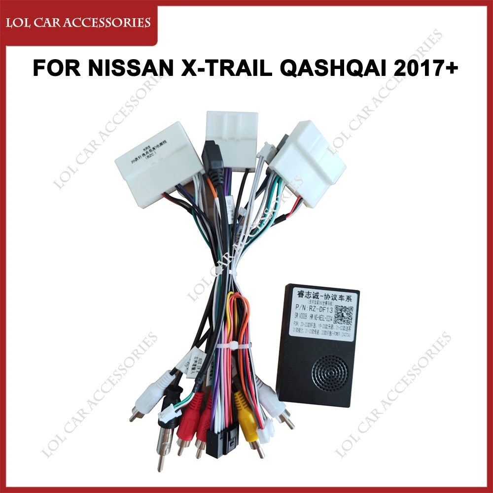 For NISSAN X-TRAIL QASHQAI 2017+ Car Radio GPS MP5 Android Player Power Cable Canbus Panel Fascia Dash Frame Wiring Harness