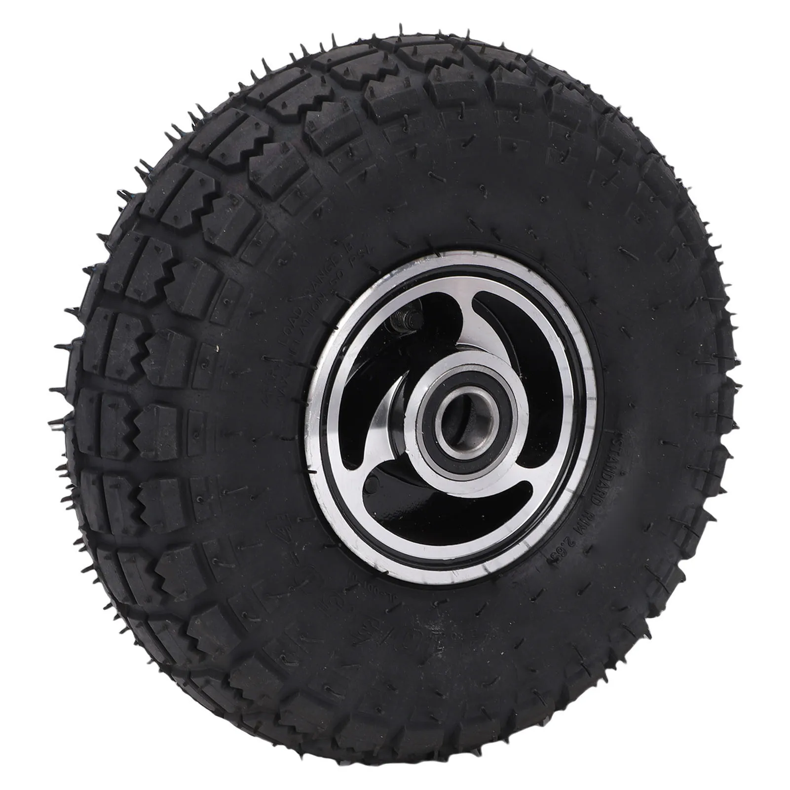 Wheelbarrow Tire 10in 3.5-4 Alloy Hub Rubber 250KG Load Bearing Trolley Go Kart Wheel Replacement Part