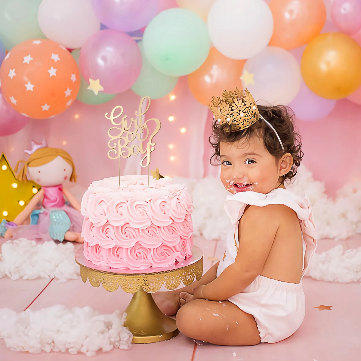 

Topper Gold Plated Alloy Birthday Baby Birthday Cake Topper Shower Party Decoration Reusable Elegant Cake Decorations