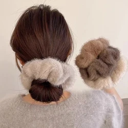 1/2pcs large colic hairband retro imitation mink plush rope high-end rubber band female tie hair rope headwear