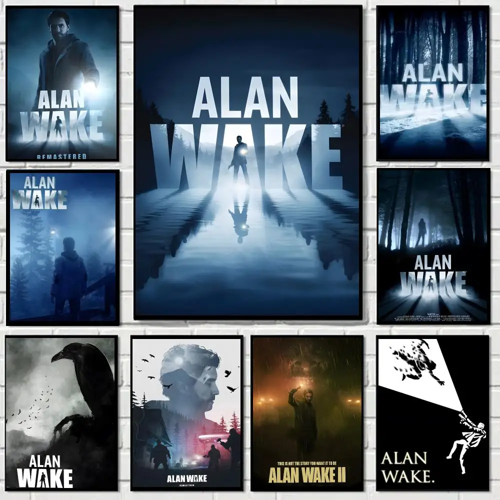 Alan Wake Game Poster Self-adhesive Decal Living Room Bedroom Party Bar Decor Moisture-proof Fade-resistant