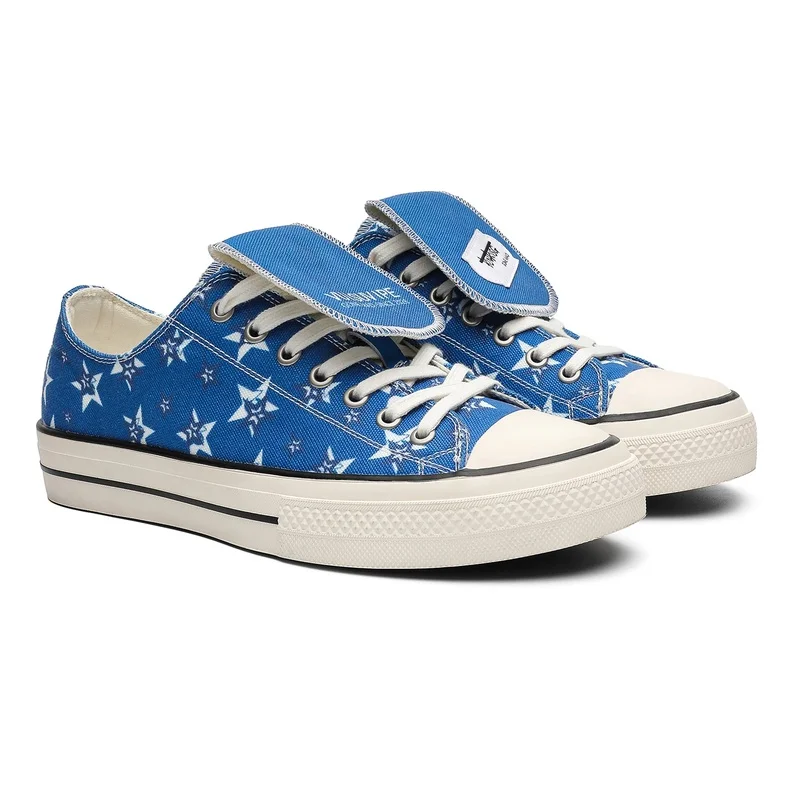Men Summer Blue Canvas Skateboard Shoes New Style Breathable Casual Lightweight Flip Cover Versatile Comfortable Round Toe