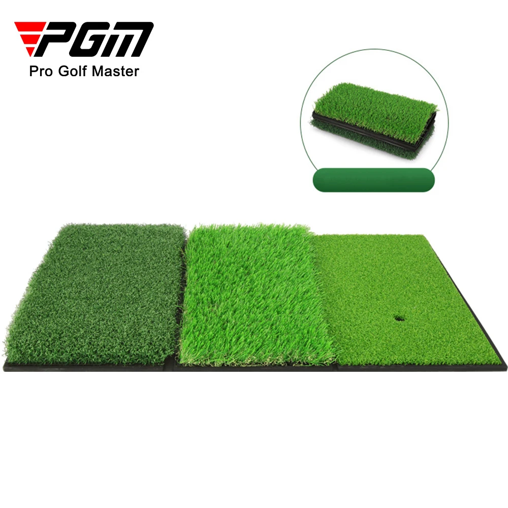 PGM 3-in-1 Folding Portable Golf Swing Mat Grasses Rubber Tee Hole Golf Training Aids Indoor Outdoor Turf Golf Hitting Pad 골프용품