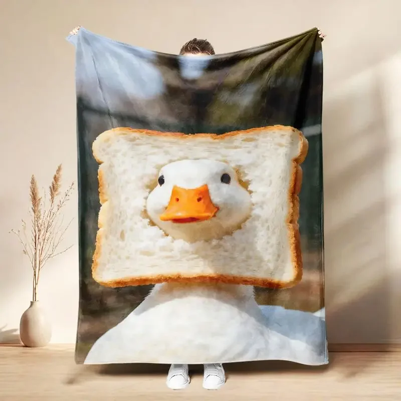 Funny Duck You Meme Flannel Air Conditioner Throw Blanket Middle Finger Duck Print Soft Warm Teen Bedroom Sofa Decor