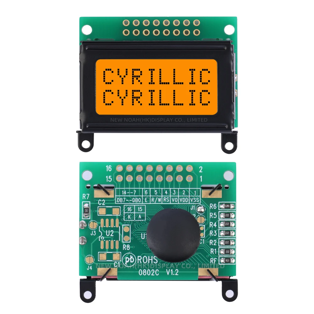 Cyrillic Orange Light Black Letters 0802C LCD Module 2*8 ST7066U 40X29.2X12Mm LCD Parallel Display 51 Microcontroller Stm32