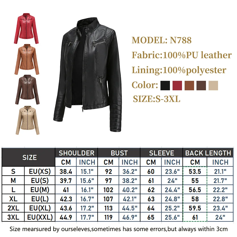 Spring Autumn Women\'s Casual Leather Jacket Outdoor Windproof PU Vintage Blouse Fashion Slim Motorcycle Wear Women\'s Clothing