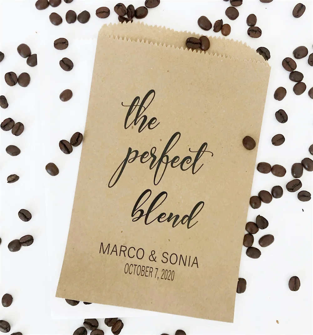 50 The Perfect Blend, Coffee Wedding Favors, Coffee Favors, Coffee Bags, Wedding Coffee, Personalized Wedding Favors, Favor Bags