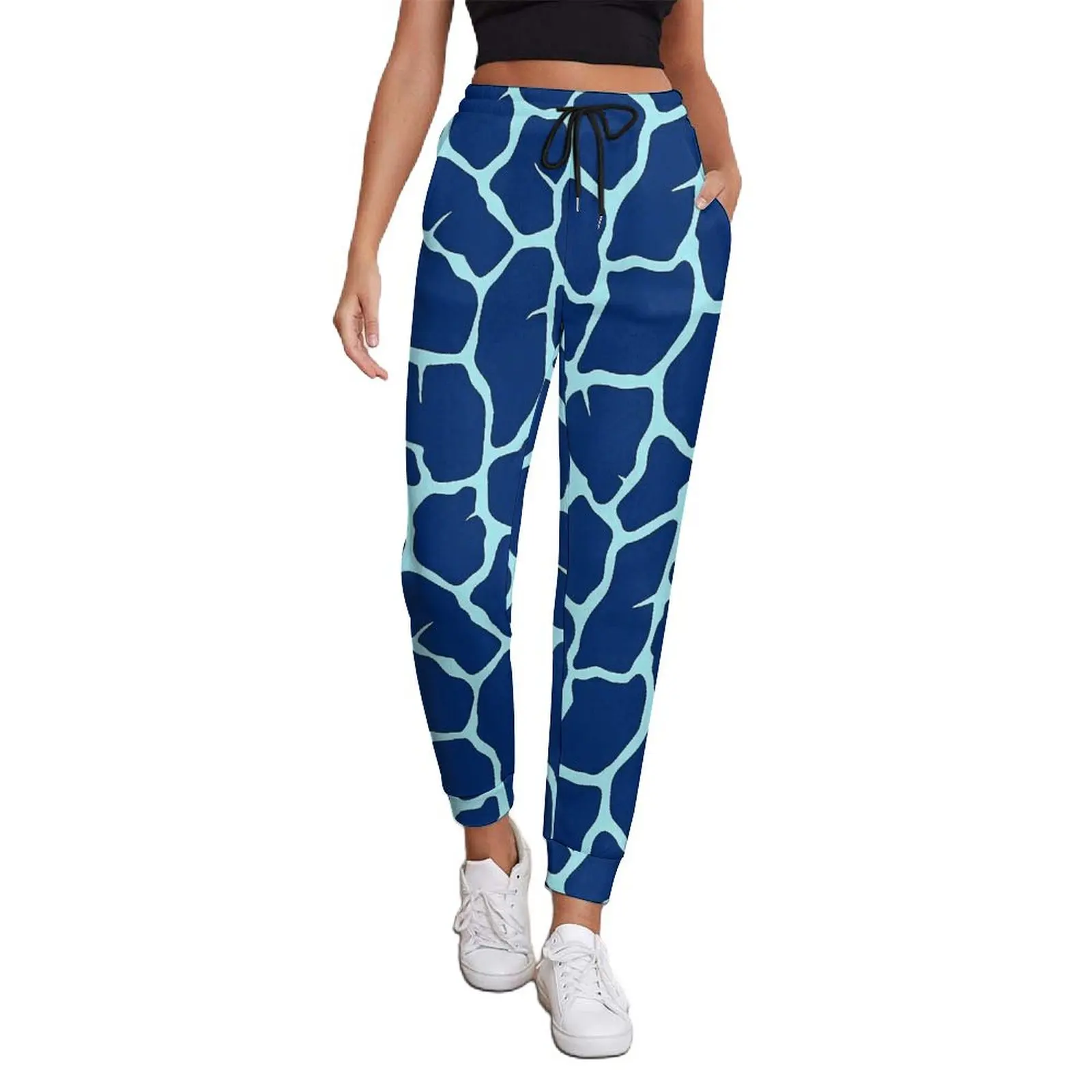 

Giraffe Print Jogger Pants Blue Animal Skin Casual Big Size Sweatpants Autumn Women Pattern Hip Hop Trousers