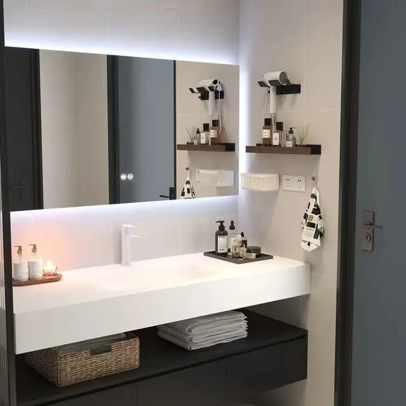 ML Light luxury rock slab seamless integrated basin bathroom cabinet combined toilet hand wash station