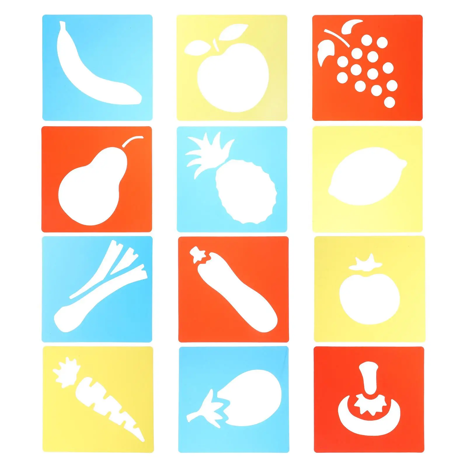

12Pcs Drawing Template Plastic Painting Kids Crafting Fruits Chalk Food Primary Shape Geometry Drafting Stencils Toddler